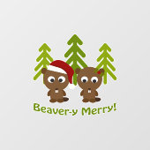 Beaver-y Merry! Kerstbeken Raamsticker (Vel)