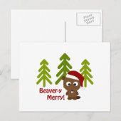 Beaver-y Merry! kerstbever Feestdagenkaart (Voorkant / Achterkant)