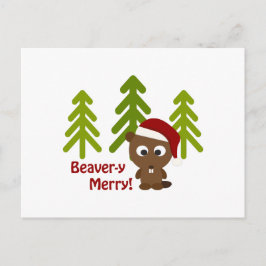 Beaver-y Merry! kerstbever Feestdagenkaart