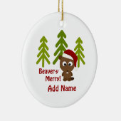Beaver-y Merry! kerstbever Keramisch Ornament (Rechts)