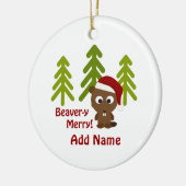 Beaver-y Merry! kerstbever Keramisch Ornament (Links)