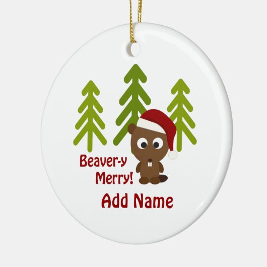 Beaver-y Merry! kerstbever Keramisch Ornament (Links)