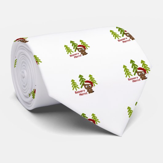 Beaver-y Merry! kerstbever Stropdas (Opgerold)