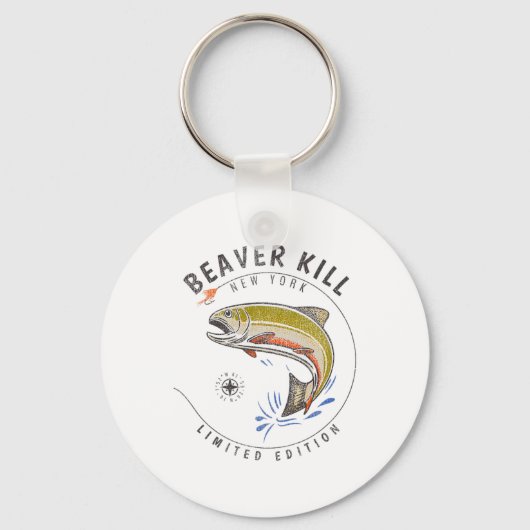 Beaverkill River New York Fly Fishing Souvenir Bea Sleutelhanger (Voorkant)