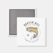 Beaverkill Rivier New York Fly Fishing Souvenir Be Magneet (Voorkant / Achterkant)