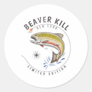 Beaverkill Rivier New York Fly Fishing Souvenir Be Ronde Sticker