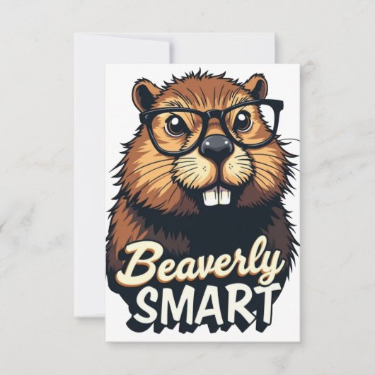 Beaverly Smart - Grappige Bever met een Grafische  Aankondiging (Voorkant)