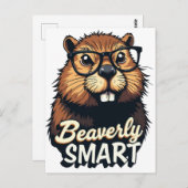 Beaverly Smart - Grappige Bever met een Grafische  Briefkaart (Voorkant / Achterkant)