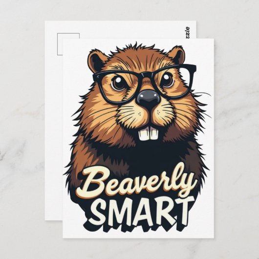 Beaverly Smart - Grappige Bever met een Grafische  Briefkaart (Voorkant / Achterkant)