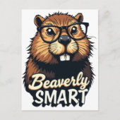 Beaverly Smart - Grappige Bever met een Grafische  Briefkaart (Voorkant)