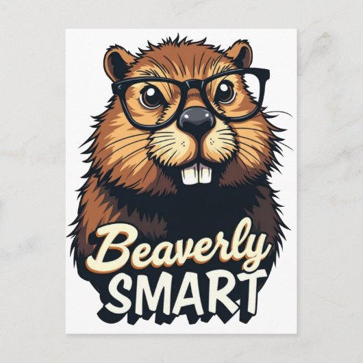 Beaverly Smart - Grappige Bever met een Grafische  Briefkaart (Voorkant)