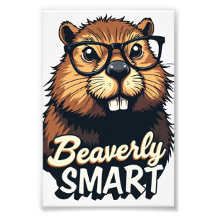 Beaverly Smart - Grappige Bever met een Grafische  Foto Afdruk