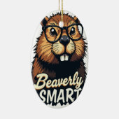 Beaverly Smart - Grappige Bever met een Grafische Keramisch Ornament (Rechts)