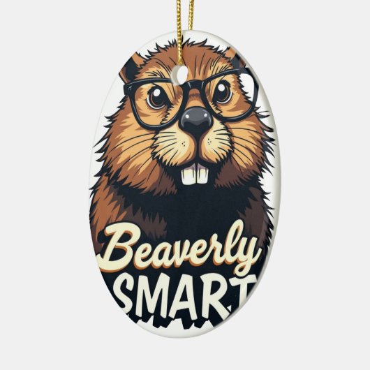 Beaverly Smart - Grappige Bever met een Grafische  Keramisch Ornament (Links)
