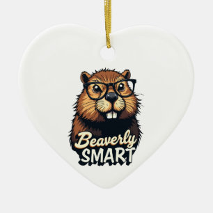 Beaverly Smart - Grappige Bever met een Grafische Keramisch Ornament