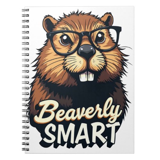 Beaverly Smart - Grappige Bever met een Grafische  Notitieboek (Voorkant)