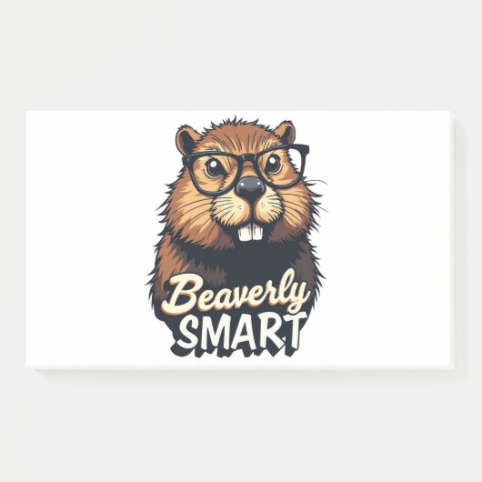 Beaverly Smart - Grappige Bever met een Grafische Post-it® Notes (Voorkant)