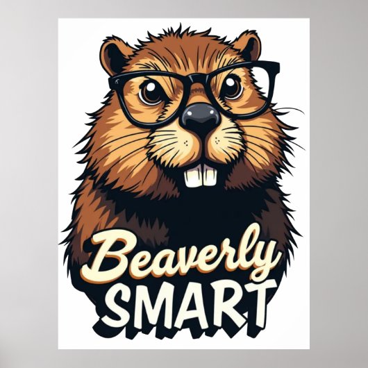 Beaverly Smart - Grappige Bever met een Grafische  Poster (Voorkant)