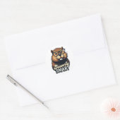Beaverly Smart - Grappige Bever met een Grafische  Ronde Sticker (Envelop)