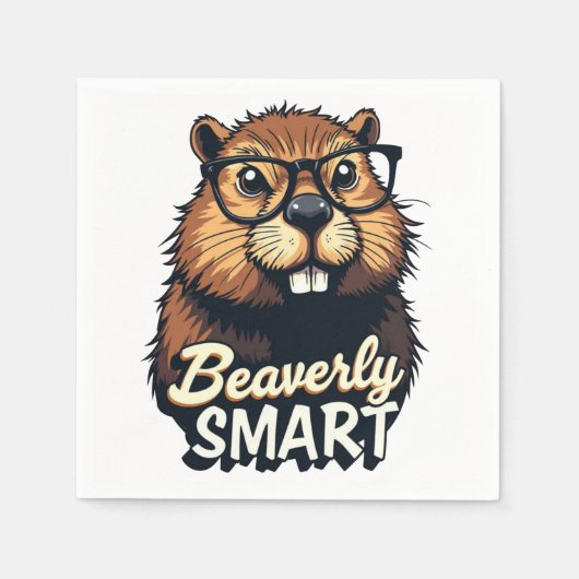 Beaverly Smart - Grappige Bever met een Grafische  Servet (Voorkant)