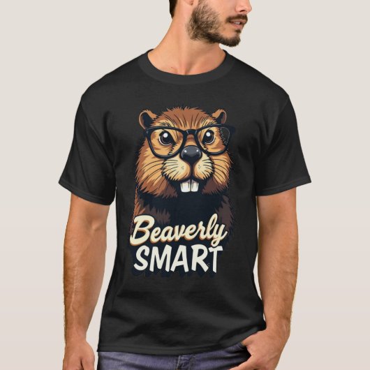 Beaverly Smart - Grappige Bever met een Grafische  T-shirt (Voorkant)