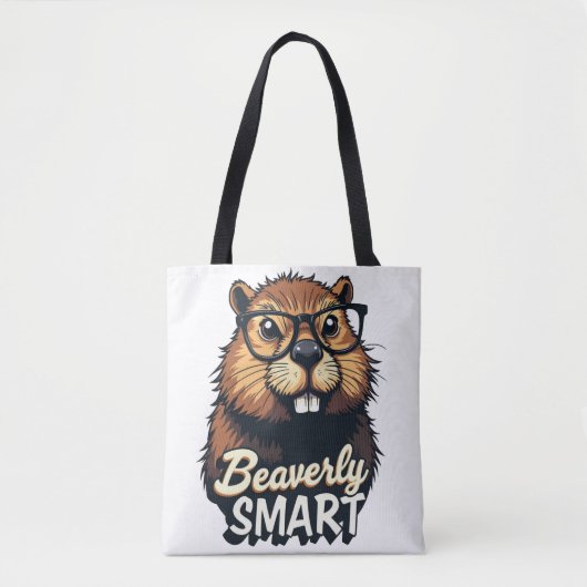 Beaverly Smart - Grappige Bever met een Grafische Tote Bag (Voorkant)