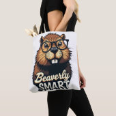 Beaverly Smart - Grappige Bever met een Grafische Tote Bag (Dichtbij)