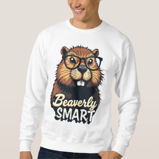 Beaverly Smart - Grappige Bever met een Grafische Trui (Voorkant)