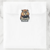 Beaverly Smart - Grappige Bever met een Grafische Vierkante Sticker (Tas)