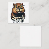 Beaverly Smart - Grappige Bever met een Grafische Vierkante Visitekaartje (Voorkant / Achterkant)