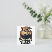 Beaverly Smart - Grappige Bever met een Grafische Vierkante Visitekaartje (Staand voorkant)
