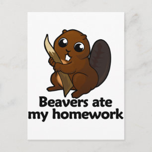 Beavers aten mijn huiswerk briefkaart