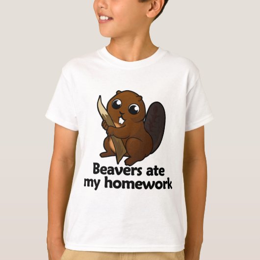 Beavers aten mijn huiswerk t-shirt (Voorkant)