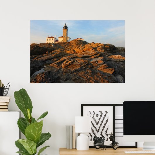 Beavertail Lighthouse Jamestown Rhode Island Poster (Thuiskantoor)
