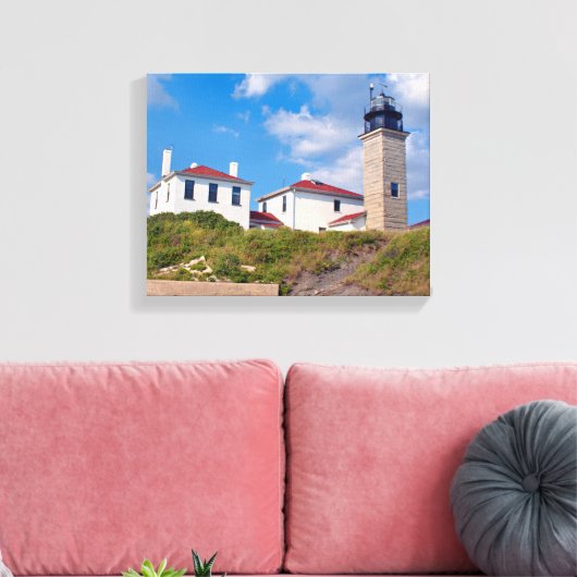 Beavertail Vuurtoren, Rhode Island Ingewikkeld Can Canvas Afdruk (Insitu (Woonkamer))