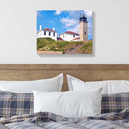 Beavertail Vuurtoren, Rhode Island Ingewikkeld Can Canvas Afdruk (Insitu (Slaapkamer))