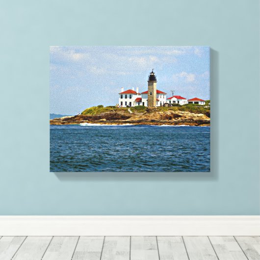 Beavertail Vuurtoren, Rhode Island Ingewikkeld Can Canvas Afdruk (Insitu (Houten vloer))