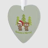 Beavery Merry kerstbever Couple Ornament (voorkant)