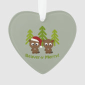 Beavery Merry kerstbever Couple Ornament (voorkant)