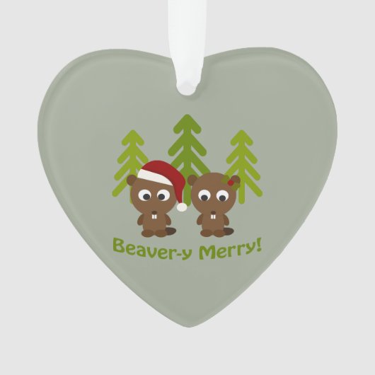 Beavery Merry kerstbever Couple Ornament (voorkant)