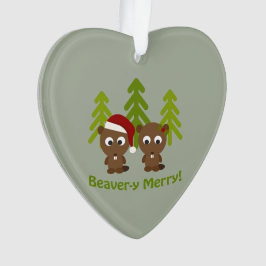 Beavery Merry kerstbever Couple Ornament (voorkant)