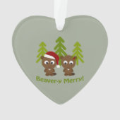 Beavery Merry kerstbever Couple Ornament (achterkant)