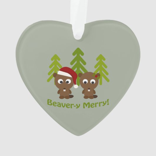 Beavery Merry kerstbever Couple Ornament (achterkant)