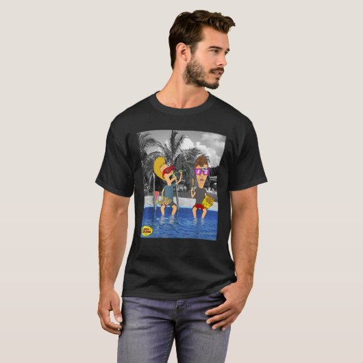 Beavis en Butt Head Lounging bij het zwembad Portr T-shirt (Voorkant volledig)