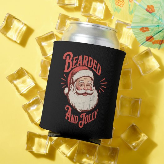 Bebaard en vrolijk Kerstmis Baard Grappig Retro Blikjeskoeler (Insitu Zomer)