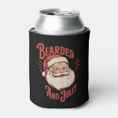 Bebaard en vrolijk Kerstmis Baard Grappig Retro Blikjeskoeler (Blikje Voorkant)
