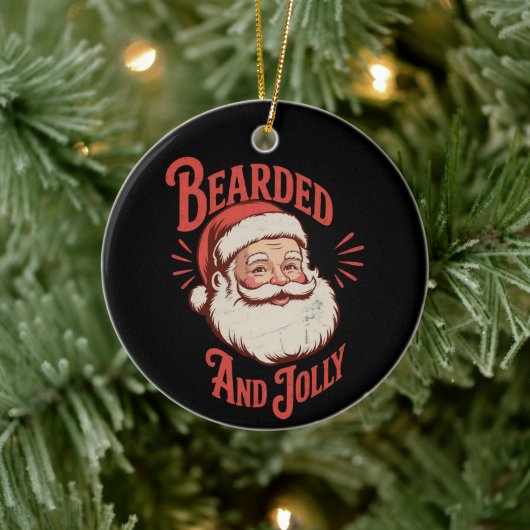 Bebaard en vrolijk Kerstmis Baard Grappig Retro Keramisch Ornament (Boom)