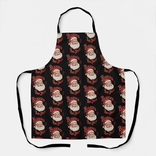 Bebaard en vrolijk Kerstmis Baard Grappig Retro  Schort (Voorkant)