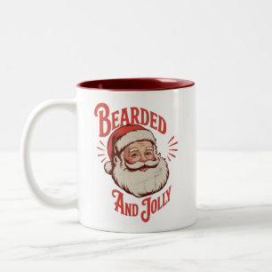 Bebaard en vrolijk Kerstmis Baard Grappig Retro Tweekleurige Koffiemok