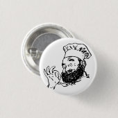 Bebaarde chef-kok goedgekeurd ronde button 3,2 cm (Voorkant /achterkant)